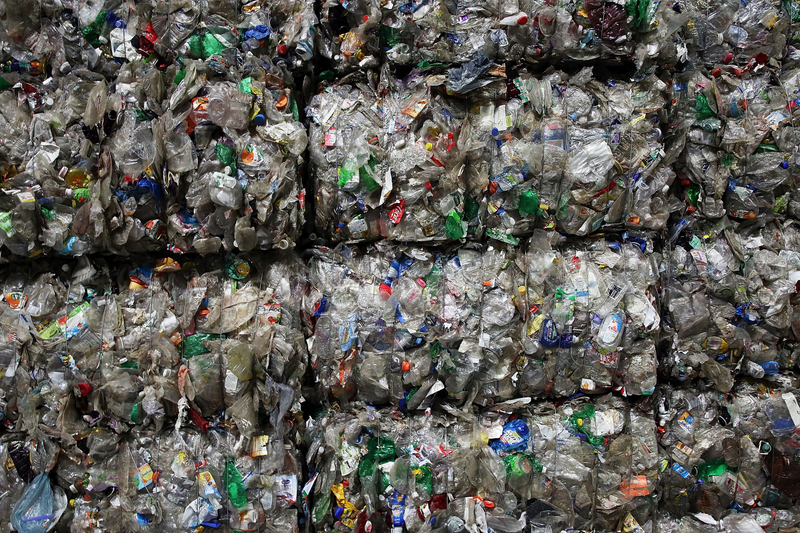 Recycling is viewed at the Sims Municipal Recycling Facility, an 11-acre recycling center on the Brooklyn waterfront. Approximately 19,000 tons of metal, glass and plastic are collected monthly by the Department of Sanitation in New York City.